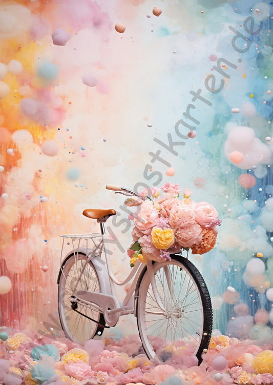 Geburtstag - Pastell - Fahrrad