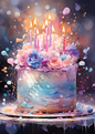Geburtstag - Pastell - Geburtstagstorte
