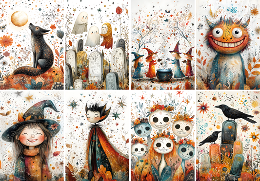Halloween - Herbst - Set mit 8 Karten