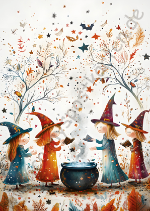 Halloween - Herbst - Hexen am Kessel