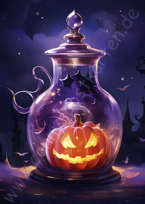 Halloween - Lila - Kürbis im Glas