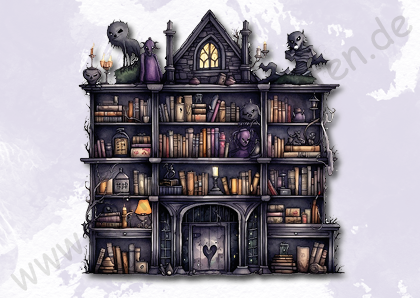Halloween - Bücherregal - Schwarz mit Tür