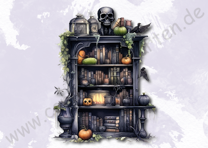 Halloween - Bücherregal - Schwarz mit Totenkopffigur