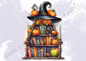 Halloween - Bücherregal - Regal mit Hexenhut
