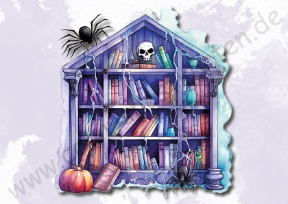 Halloween - Bücherregal - Blau mit Spinne
