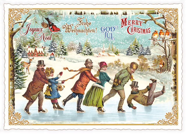 PK 1257 - Frohe Weihnachten - Schlittschuh fahren