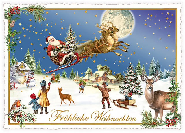 PK 1259 - Fröhliche Weihnachten - Weihnachtsmann im Schlitten