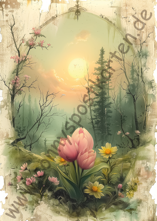 Ostern - gelb/beige - Blumen