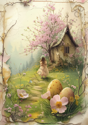 Ostern - gelb/beige - Hütte