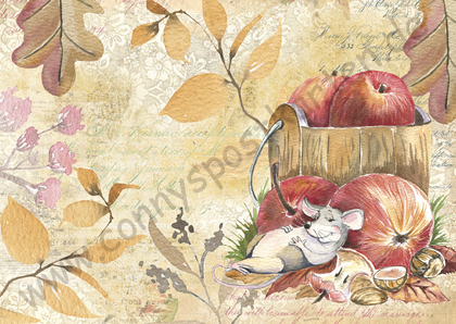 Herbst - Mäuse - Maus isst Äpfel