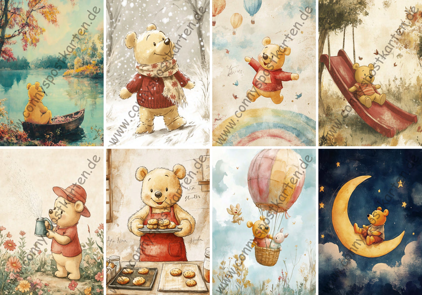 Verschiedenes - PoohBear - Set mit 8 Karten