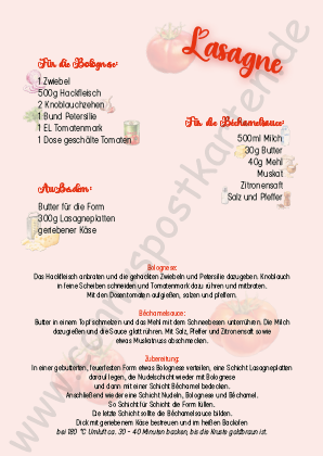Verschiedenes - Rezepte - Lasagne