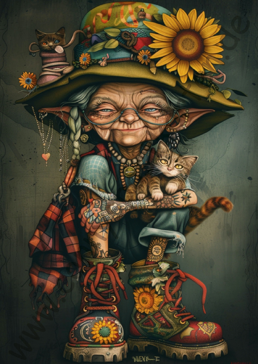 Fantasy - Skurrile Charaktere - Frau mit Katze