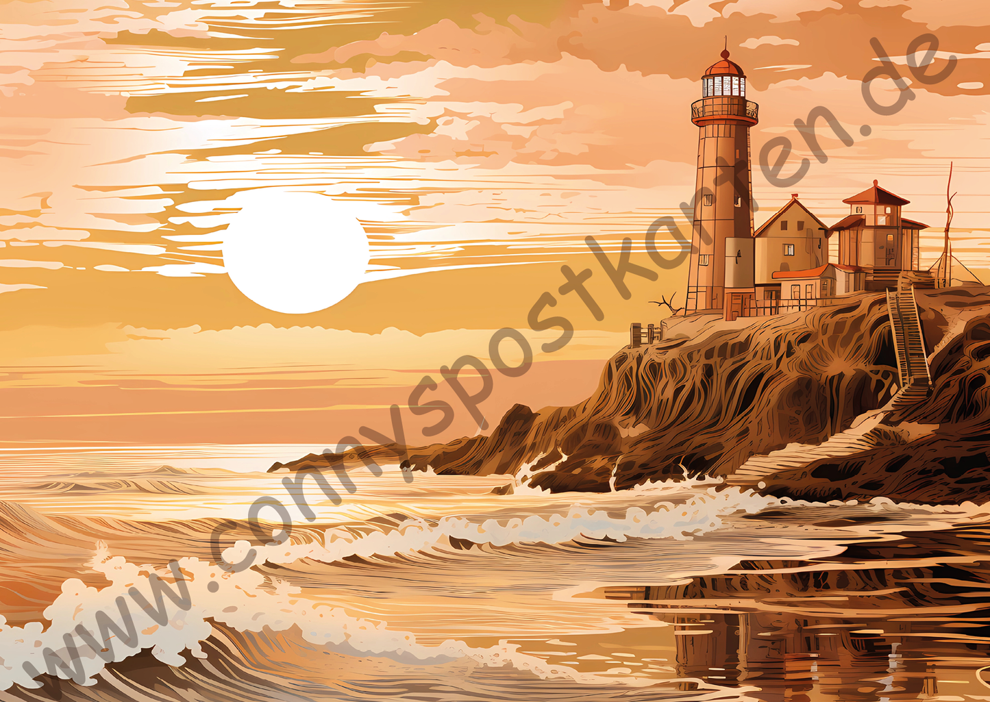 Sommer/Meer - gold/rosa - Leuchtturm