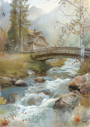 Frühling - Spring Scenery - Fluss mit Brücke