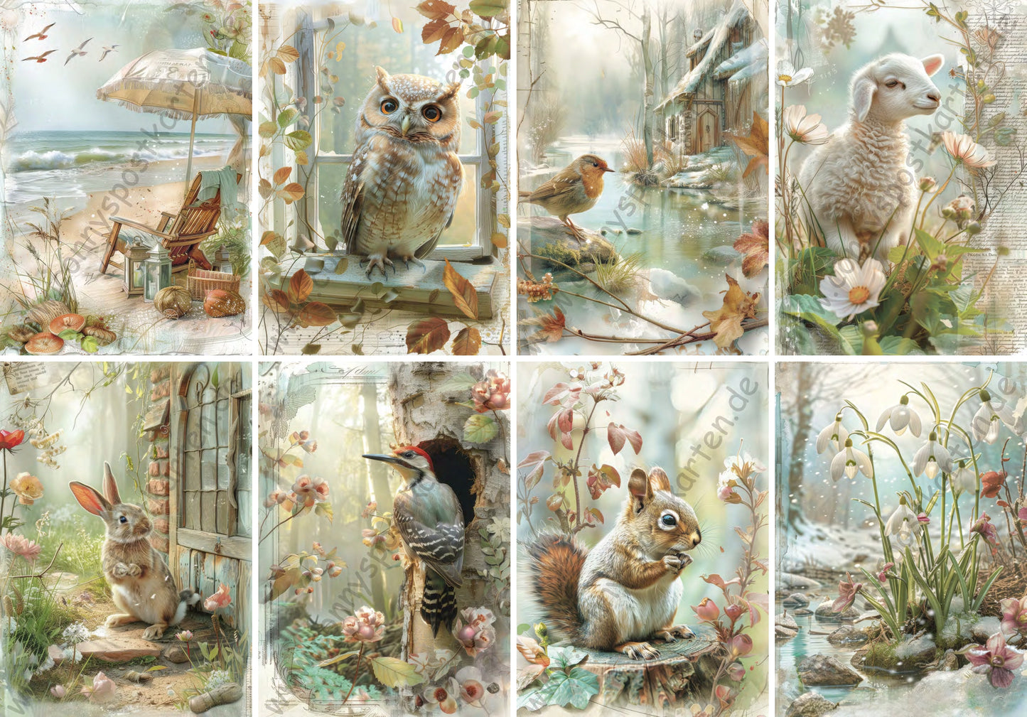 Frühling - Spring Scenery - Set mit 8 Karten