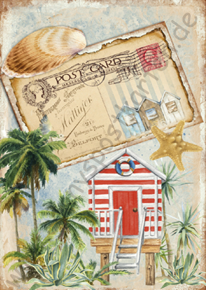 Sommer/Meer - Maritim - Postkarte mit Strandhütte