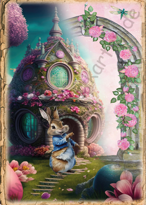 Ostern - Osterhaus mit Rosenbogen