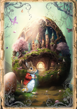 Ostern - kleine Häuser in Osterei