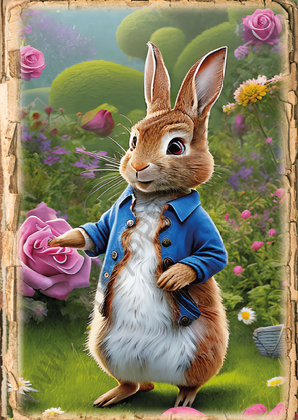 Ostern - Hase mit blauer Jacke