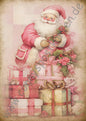 Weihnachten - rosa - Weihnachtsmann mit Geschenken