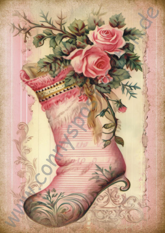 Weihnachten - rosa - Socke