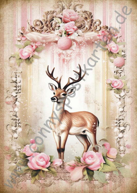 Weihnachten - rosa - Hirsch