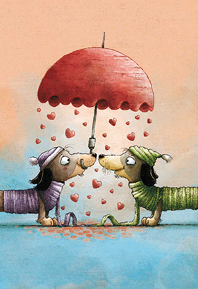 Tushita - Frank Daenen - Zwei Dackel mit Schirm