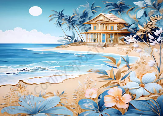 Sommer/Meer - gold/blau - Strandhaus