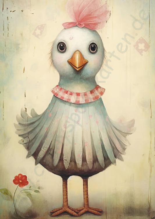 Tiere - Droll chicken - rosa Kopfschmuck