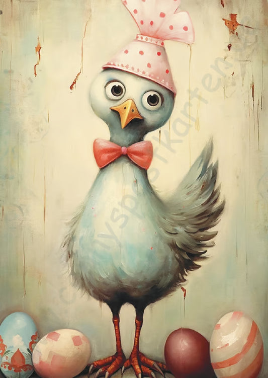 Tiere - Droll chicken - rote Fliege