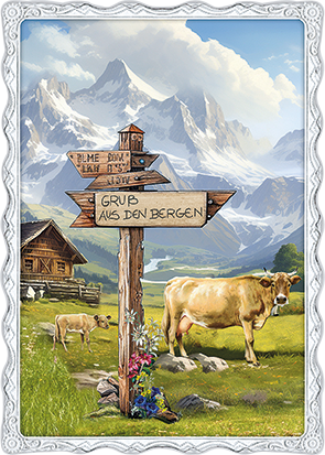 Barbara Behr - Gruß aus den Bergen (Kühe, Wegweiser) No. 59